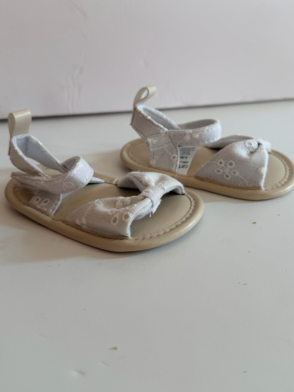 Carter's White Eyelet Bow Baby Sandals